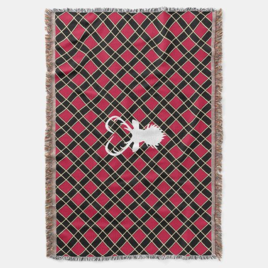 Zwart rood geruit & rendier silhouet deken (Voorkant Verticaal)