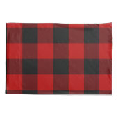 Zwart & Rood Geruite Vierkanten Buffalo Plaid Kussensloop (Achterkant)