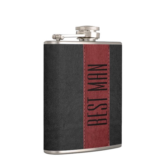 Zwart & rood gestikte namaakleren beste man heupfles (Rechts)