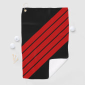 Zwart Rood Gestreept 70s 80s Retro Racing Stripes Golfhanddoek (Insitu)