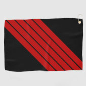Zwart Rood Gestreept 70s 80s Retro Racing Stripes Golfhanddoek (Horizontaal)