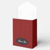 Zwart & rood gestreepte tent favor box bedankdoosjes (Geopend)