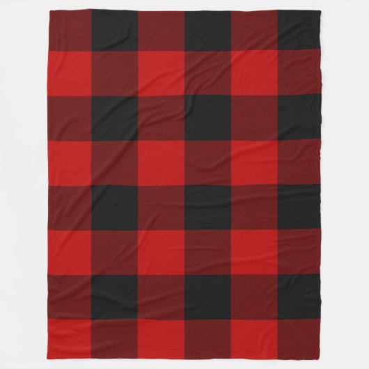 Zwart-rood, gevarieerd vierkant buffel fleece deken (Voorkant)