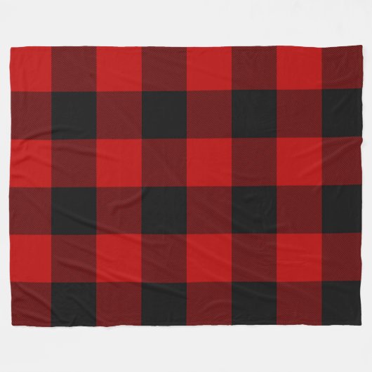 Zwart-rood, gevarieerd vierkant buffel fleece deken (Voorkant (Horizontaal))