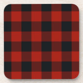 Zwart-rood Gingham Buffalo-gepelde spelden Bier Onderzetter (Voorkant)