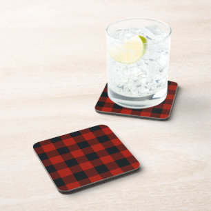 Zwart & Rood Gingham Buffalo Geruit Schots Rutpatr Bier Onderzetter