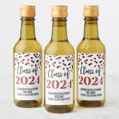 Zwart Rood Glitter Confetti Afstuderen Wijn Etiket (Flessen)