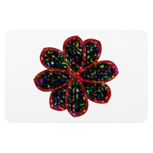 Zwart-rood Glitter Flower Magnet Magneet (Horizontaal)