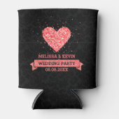 Zwart & Rood Glitter Hart Illustratie Blikjeskoeler (Voorkant)