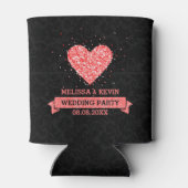 Zwart & Rood Glitter Hart Illustratie Blikjeskoeler (Achterkant)