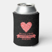 Zwart & Rood Glitter Hart Illustratie Blikjeskoeler (Blikje Achterkant)