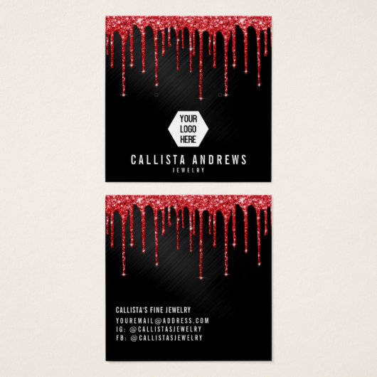 Zwart rood glitter-schijven Logo, Kaart voor beeld (Voorkant /achterkant)