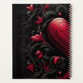 Zwart & rood Gotisch Damast Planner (Achterkant)