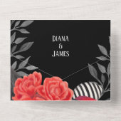 Zwart Rood Gotische Bloemen Handvasten Alles In Ee All In One Uitnodiging (Achterkant)