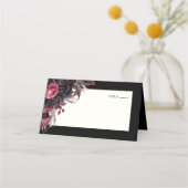 Zwart Rood Gotische Bloemen Huwelijk Plaatskaartje (Voorkant)