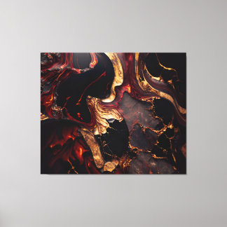 Zwart Rood & Goud Abstract Canvas Afdruk