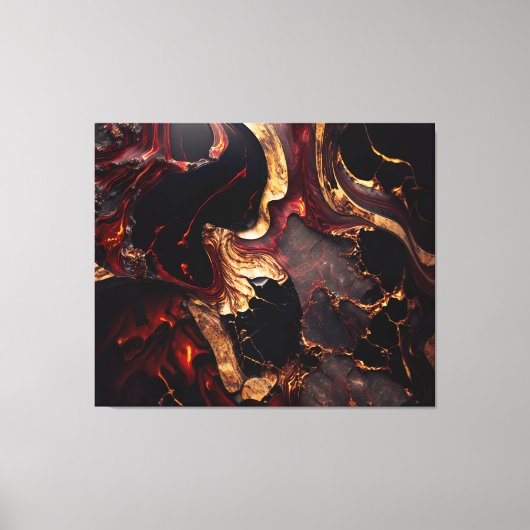 Zwart Rood & Goud Abstract Canvas Afdruk (Voorkant)
