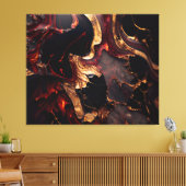 Zwart Rood & Goud Abstract Canvas Afdruk (Insitu (Woonkamer))
