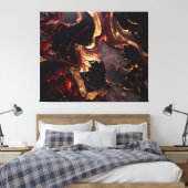 Zwart Rood & Goud Abstract Canvas Afdruk (Insitu (Slaapkamer))