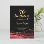 Zwart Rood Goud Agaat 70e Verjaardag Kaart (Staand voorkant)