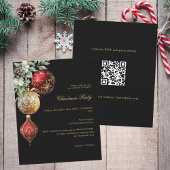 Zwart rood goud business QR kerst uitnodiging
