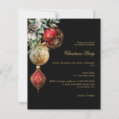 Zwart rood goud business QR kerst uitnodiging (Voorkant)