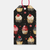 Zwart Rood Goud Glam Cupcakes Verjaardag Cadeaulabel (Achterkant)