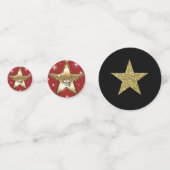 Zwart Rood Goud Glitter Stars Hollywood Party Confetti (Achterkanten)