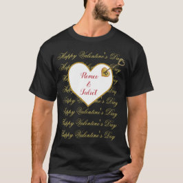 Zwart Rood Goud Hart Moderne Valentijnsdag Mannen T-shirt
