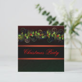Zwart Rood Goud Hulst Kerstfeest Kaart (Staand voorkant)