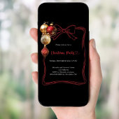 Zwart rood goud kerstballen boog kerstfeest kaart