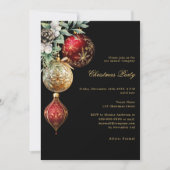 Zwart rood goud kerstballen business QR kerstfeest Kaart (Voorkant)