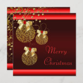 Zwart Rood Goud Kerstfeest Kaart (Voorkant / Achterkant)