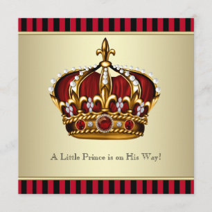Zwart Rood Goud Kroon Little Prince Boy Baby showe Kaart