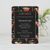 Zwart Rood Goud Martini Verjaardag Kaart (Staand voorkant)