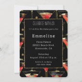 Zwart Rood Goud Martini Verjaardag Kaart (Voorkant)