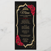 Zwart Rood Goud Quinceanera Menu (Voorkant)