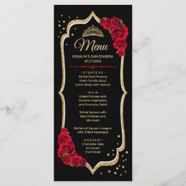 Zwart Rood Goud Quinceanera Menu