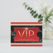 Zwart Rood Goud & Zilver Glam VIP-Eventfeest Uitnodiging Briefkaart (Staand voorkant)
