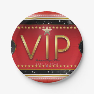 Zwart Rood Goud & Zilver Glam VIP Ticket Feest Papieren Bordje