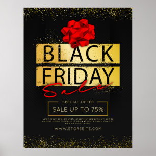 Zwart Rood & Goud Zwart Vrijdag Retail Sale Advert Poster