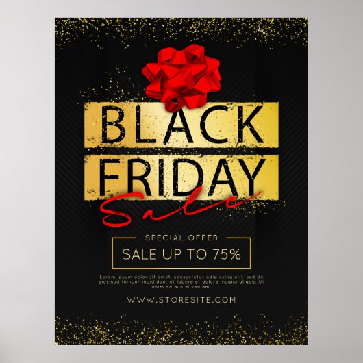 Zwart Rood & Goud Zwart Vrijdag Retail Sale Advert Poster (Voorkant)
