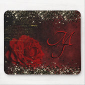 Zwart rood goudbloemmonogram muismat (Voorkant)