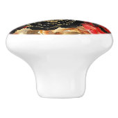 Zwart Rood Gouden Bloemen Keramische Knop (Zijkant)