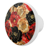 Zwart Rood Gouden Bloemen Keramische Knop (Rechts)