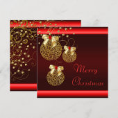 Zwart Rood Gouden Kerstfeest Kaart (Voorkant / Achterkant)
