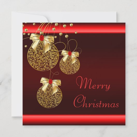 Zwart Rood Gouden Kerstfeest Kaart (Voorkant)