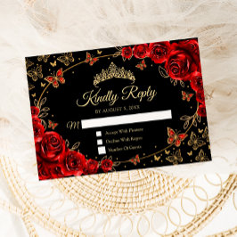 Zwart Rood Gouden Quinceanera Antwoord