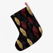 Zwart Rood Gouden Veren Kerst Grote Kerstsok (Achterkant (Hangend))