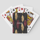 Zwart Rood Gouden Veren Pokerkaarten (Achterkant)